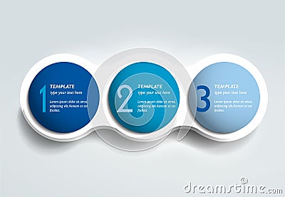 Three steps elements bubble chart, scheme, diagram, template. Vector Illustration