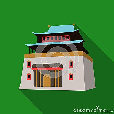 The three-storey building in Mongolia.Mongolian national Shrine of Mitarai.Mongolia single icon in flat style vector Vector Illustration