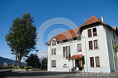 Three-storey mansion with tree in La Orotava, Tenerife Editorial Stock Photo