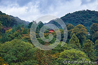 The view of Kiyomizu-dera Koyasu Pagoda on the slope of the hill. Higashiyama. Kyoto. Japan Stock Photo