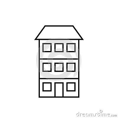 Three story house line icon Vector Illustration