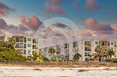 Three Story Tropical Beach Condo Building Stock Photo