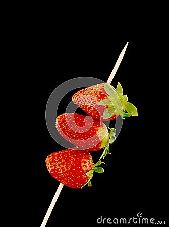 Three strawberries Stock Photo