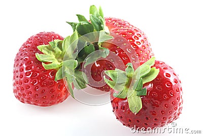 Three strawberries. Stock Photo