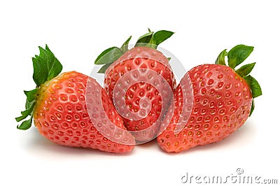 Three strawberries, close-up Stock Photo