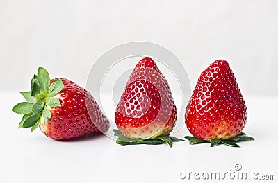 Three strawberries Stock Photo