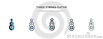 Three strings guitar icon in different style vector illustration. two colored and black three strings guitar vector icons designed Vector Illustration