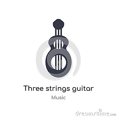 three strings guitar outline icon. isolated line vector illustration from music collection. editable thin stroke three strings Vector Illustration