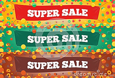 Three Super Sales Banners Stock Photo