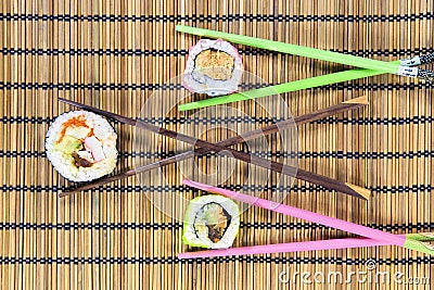 Three sushi rolls Stock Photo