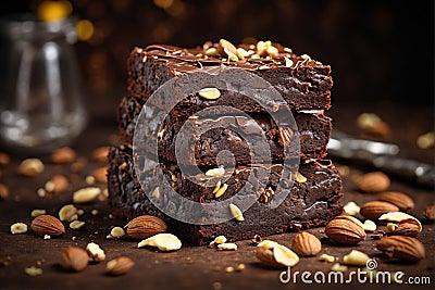 Three Sweet chocolate desserts fresh baked chocolate cookies Stock Photo