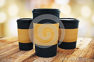 Three take away coffee cups Stock Photo