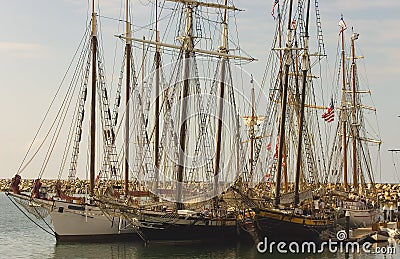 Three Tall Ships in Dana Point Stock Photo