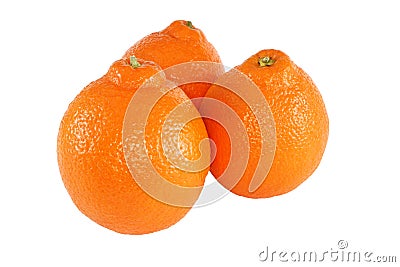 Three tangerine fruits isolated on white background Stock Photo