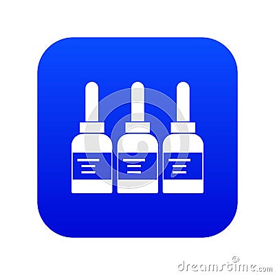 Three tattoo ink bottles icon digital blue Vector Illustration