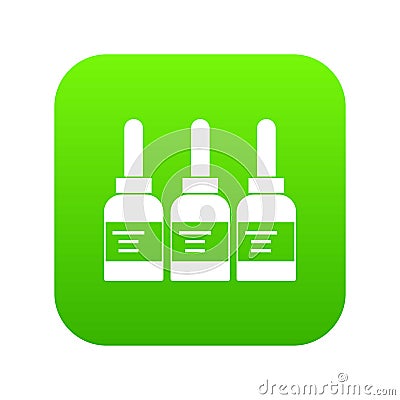 Three tattoo ink bottles icon digital green Vector Illustration