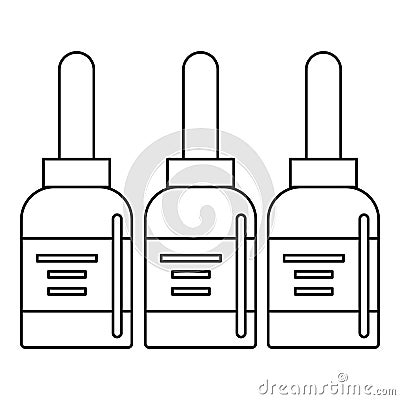 Three tattoo ink bottles icon outline Vector Illustration