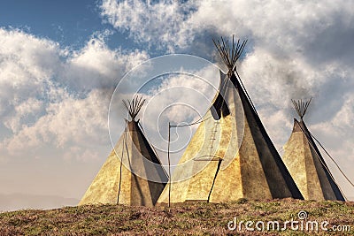 Three teepees Stock Photo