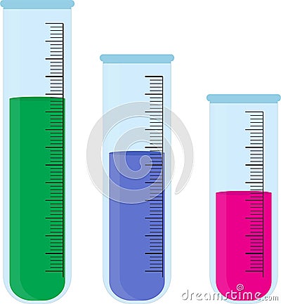 three test tube and, three color liquid on white background Vector Illustration