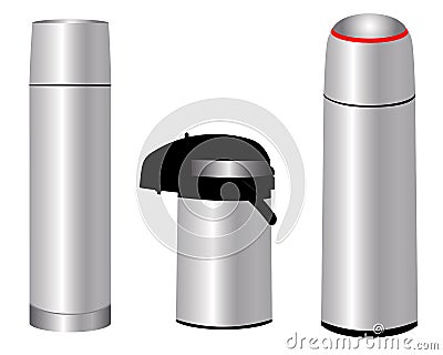 Three thermos Vector Illustration