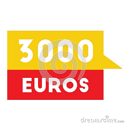 Three thousand euros advertising sticker Vector Illustration