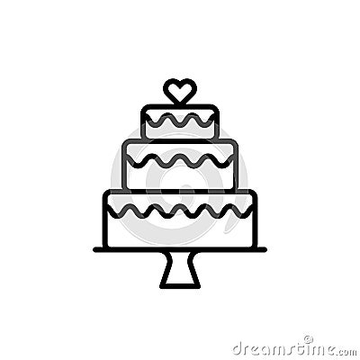 Three tier cake outline icon Vector Illustration