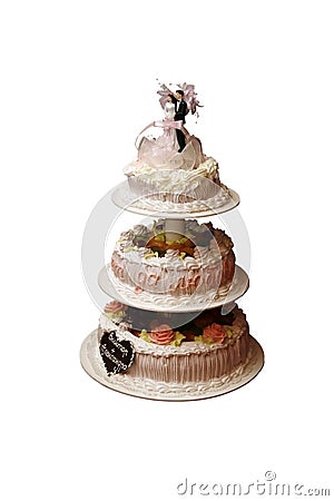 Three-tier wedding pie Stock Photo