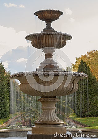 The three tiered water fountain statues in Regentâ€™s park Stock Photo