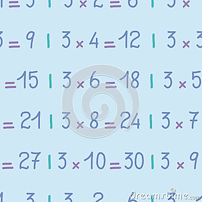 Three Times Table Vector Background Pattern Vector Illustration