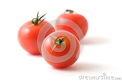 Three Tomatoes on White Stock Photo