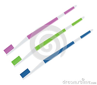 Three Toothbrushes, icon Vector Illustration