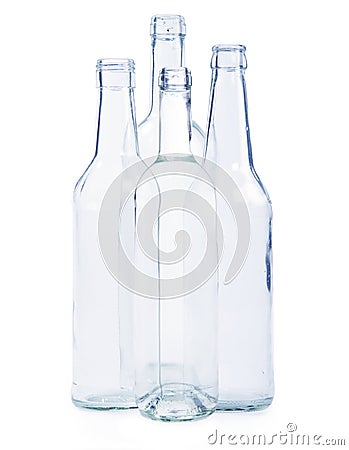 Three transparent bottles Stock Photo
