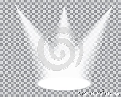 Three transparent spots on stage Vector Illustration