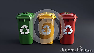 Three trash cans for sorting waste Stock Photo