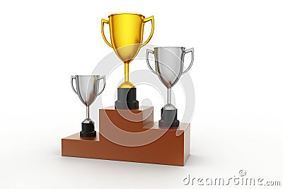 Three trophy isolated in white Stock Photo