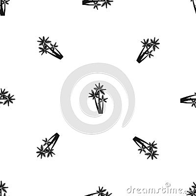 Three tropical palm trees pattern seamless black Vector Illustration