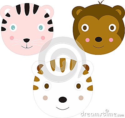 three true friends, cindy bear, claudia tiger and july monkey Vector Illustration