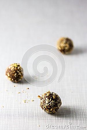 Three Truffle Balls Energy Bites Stock Photo