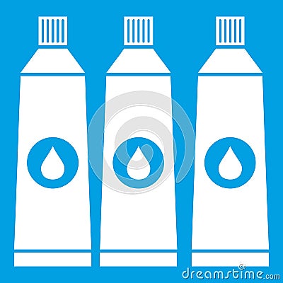 Three tubes with paint icon white Vector Illustration
