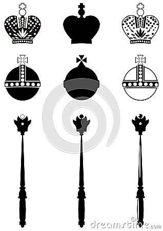 The attributes of the King. Vector Illustration