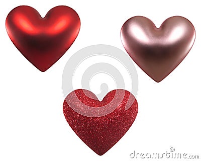 Three Valentine hearts Stock Photo