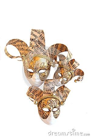 Three Venetian Decorative Carnival Masks Stock Photo