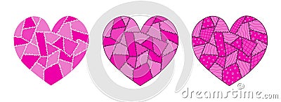 Pink patchwork heart Vector Illustration