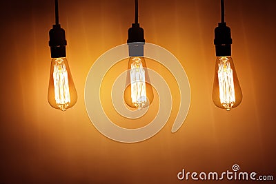 Three vintage bulb lamps Stock Photo