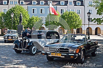 Vintage Saab, Adler and Mercedes parked Editorial Stock Photo