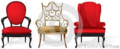 Three vintage vector armchairs Vector Illustration