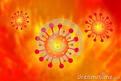 Three virus, symbol for disease, infection, corona or danger, colorful icon Stock Photo