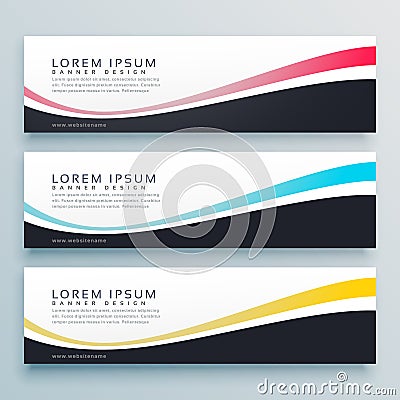 Three wavy banners vector design Vector Illustration