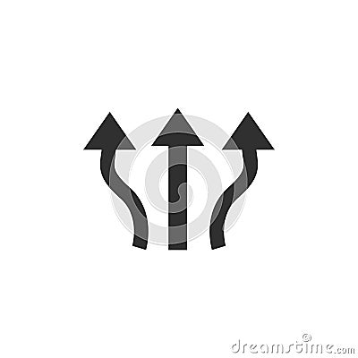 Three-way direction arrow in flat style. Vector illustration. Road direction icon isolated Cartoon Illustration