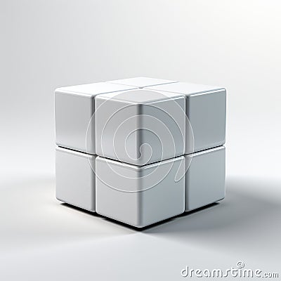 Three white cubes stacked on top of each other. Stock Photo